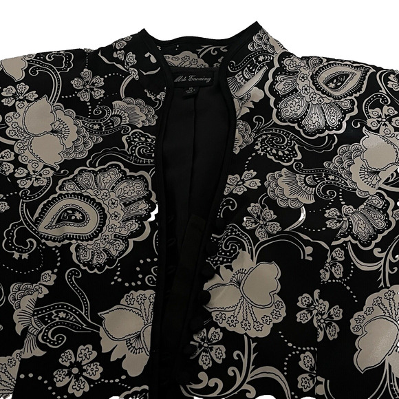 Msk Evening Jacket Oriental Style Black Beige Mandarin Collar Elegant Classy S10 - Picture 1 of 12